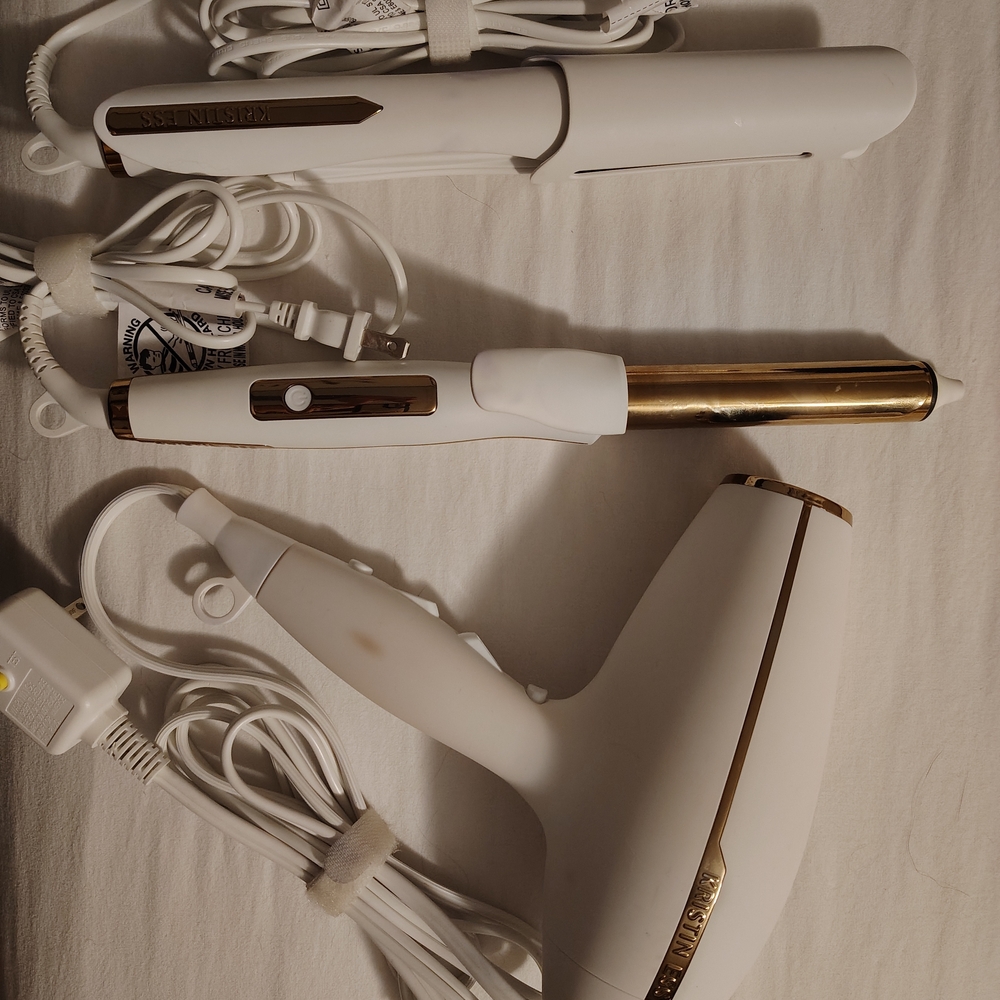 Kristen Ess White and Gold Hair Styling Set